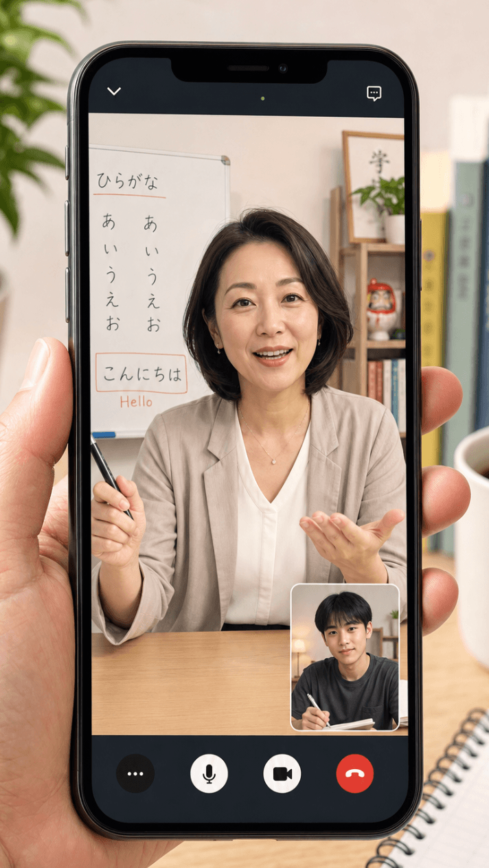 Pelajar mengikuti kursus privat bahasa Jepang online
